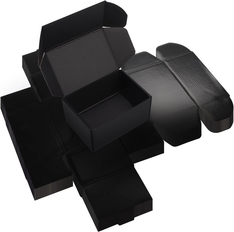 Rempry 6x4x3 Black Shipping Boxes for Small Business 20 Pack, Small Cardboard Corrugated Mailer Boxes Gifts for Packaging Mailing - Image 1